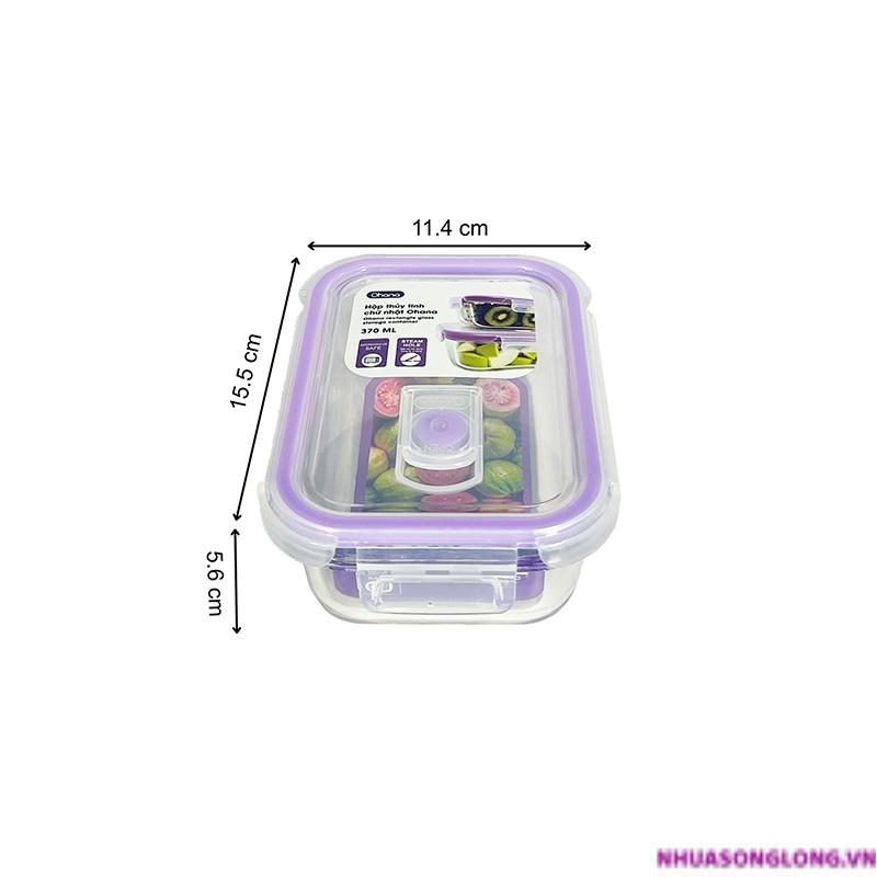 Hộp Thủy Tinh Chữ Nhật Ohana 370 ml