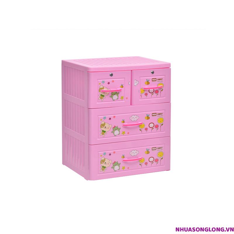 Tủ nhựa Panda 3 tầng 4 ngăn (màu hồng)