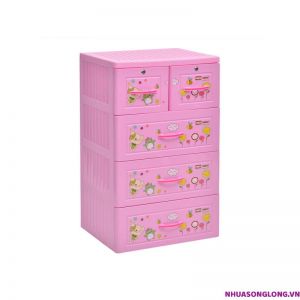 Tủ nhựa Panda 4 tầng 5 ngăn (màu hồng)