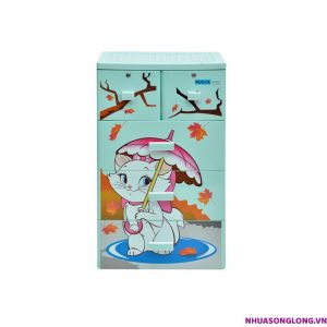 Tủ nhựa Song Long Pucca 4 tầng 5 ngăn - xanh lá
