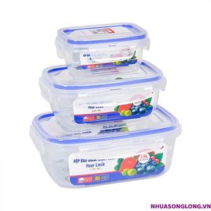 Bộ Hộp Bảo Quản Thực Phẩm 4 Khóa 2058 (3 hộp)